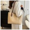 Korean Style Minimalist Bucket Bag Women Faux Leather Tote Shoulder Handbag Large Capacity Commuter Purse