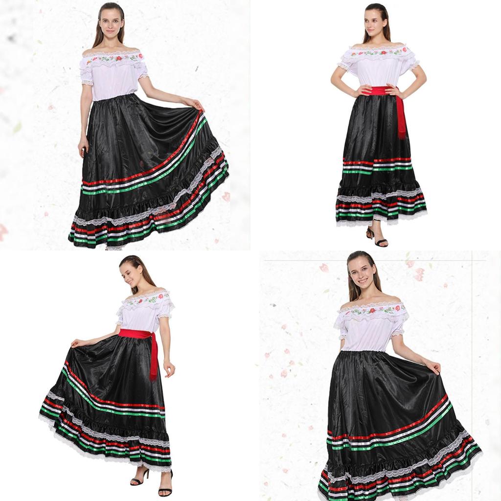 Яркое народное платье для девочки из полиэстера с кружевной отделкой для сценических выступлений и мероприятий на Хэллоуин