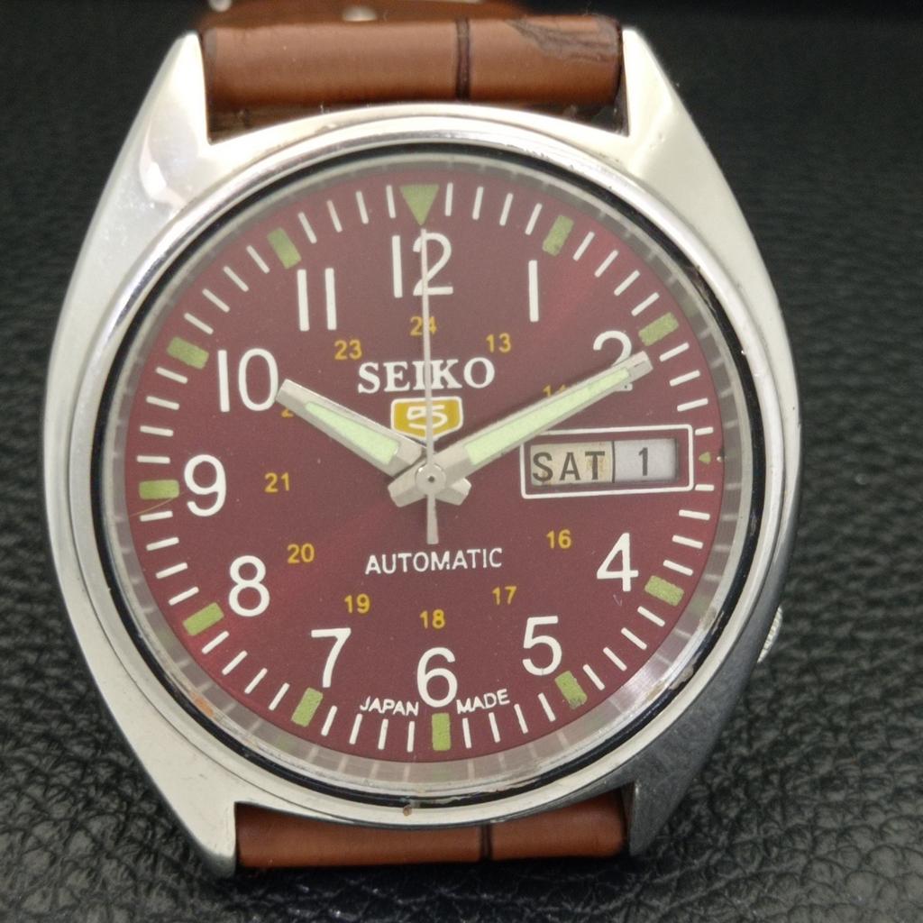 ВИНТАЖНЫЕ МУЖСКИЕ ЧАСЫ SEIKO 5 AUTOMATIC 6309A ЯПОНИЯ С ЦИФЕРБЛАТОМ БОРДОВОГО ЦВЕТА a701553-5 R206b-a701553