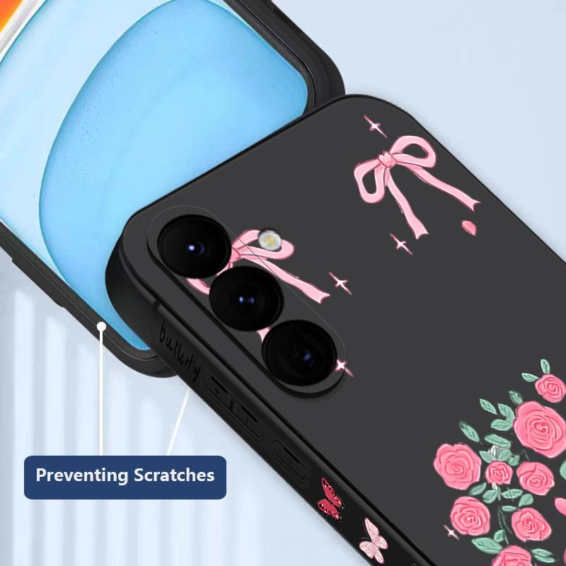 Винтажный чехол с цветами и бабочками для Samsung Galaxy A56 A17 A26 A16 A36 A55 A54 A53 A15 S24 S25 FE S25 S22 S23 Ultra Plus с ремешком, мягкая обложка