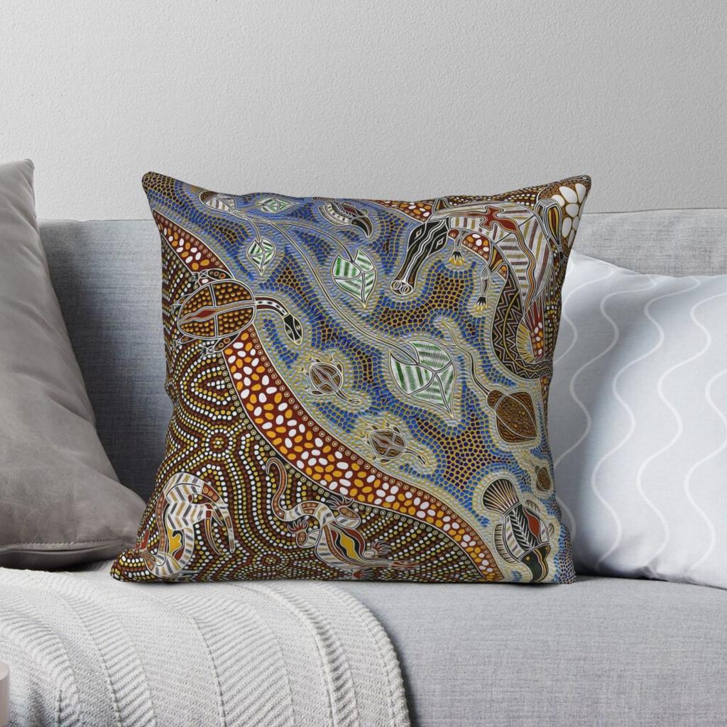 Aboriginal Art Turtle Lizard Square Pillowcase Polyester Linen Velvet Pattern Decorative Throw Pillow Case Car Cushion Cover