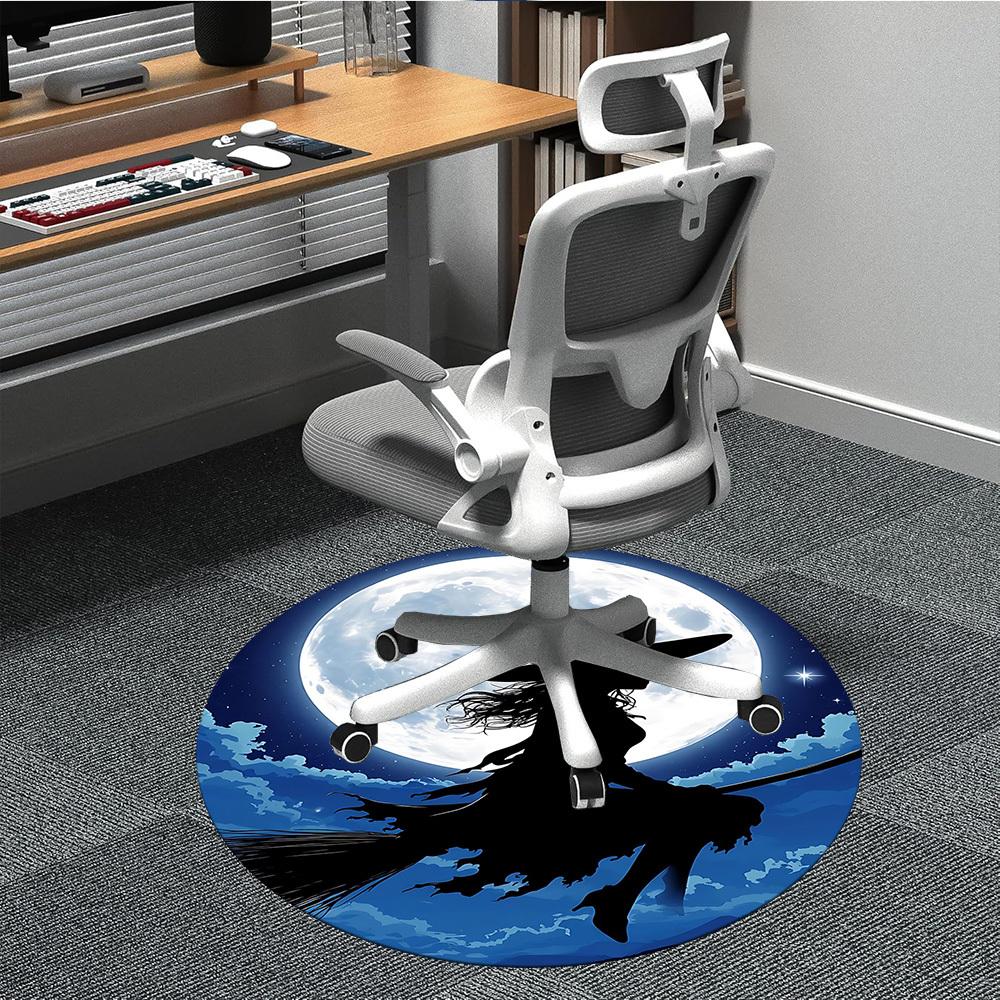 1PC Moon Witch Office Round Area Rug, Indoor Mat Suitable For Office, Under Office Chairs Bedroom Living Room Home Decor, Room DecoT1223051