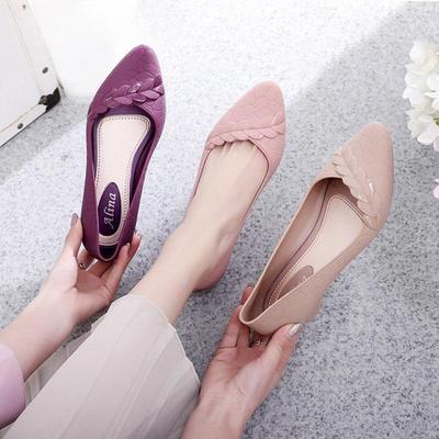 Женские туфли-лодочки на низком каблуке, водонепроницаемая резиновая обувь, слипоны, нескользящие, однотонные, с мелким вырезом, женская обувь