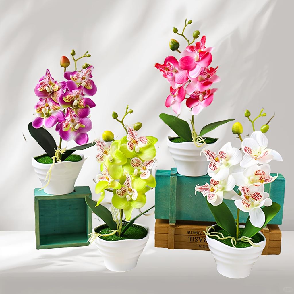 Орхидея Искусственные Орхидеи Цветы с Вазой Белое Растение Шелк Искусственные Орхидеи Искусственные Цветочные Композиции для Украшения Дома