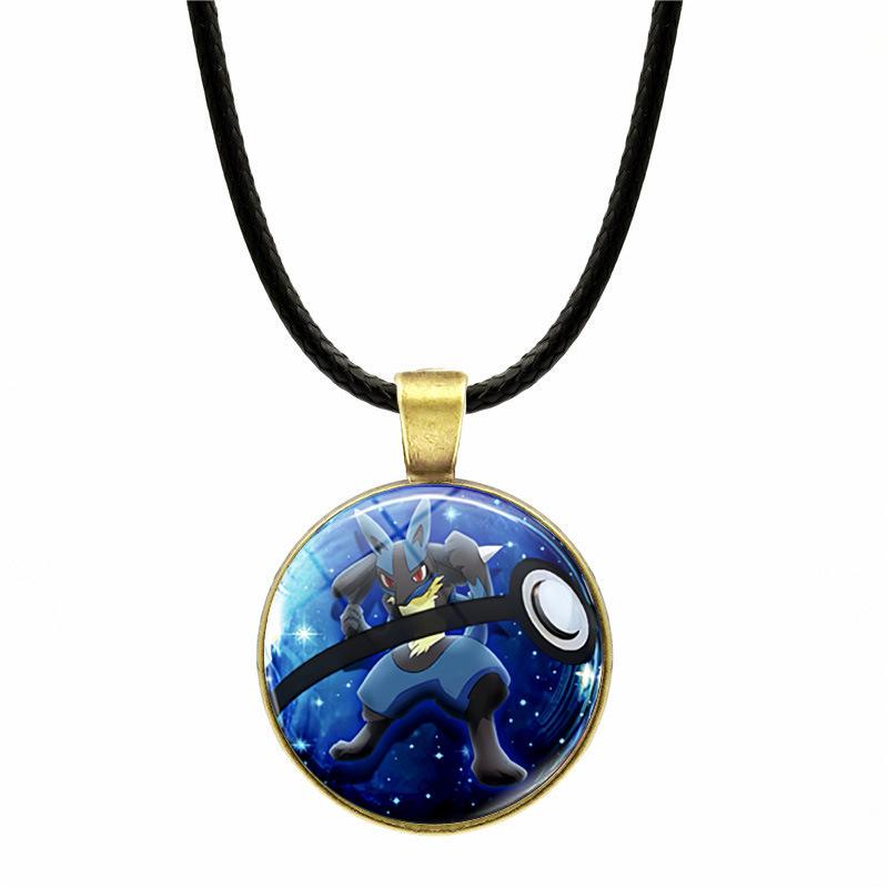 1Pc Pokemon Pikachu Pendant Leather Cord Necklace, Unisex Anime Sweater Chain