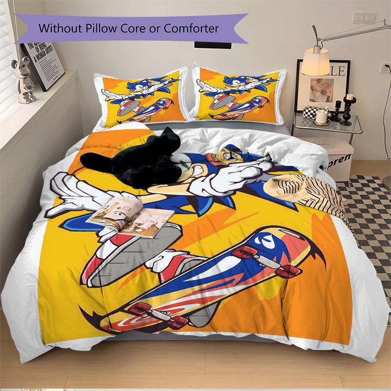 3pcs Skateboarding Adventure Bedding Set 1 Soft Quilt Cover + 2 Pillowcases, Suitable for All Seasons.H084