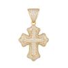 Iced Out Men's Christian Engagement Brass Jewelry 14K Gold Plated Micro Paved CZ Pendant Hip Hop Cross Necklace and Pendant