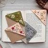 1/4 Pcs Hand Embroidered Corner Bookmark Triangle Page Stitched Bookmark Felt Flower Letter Book Mark Accessory for Book Lovers