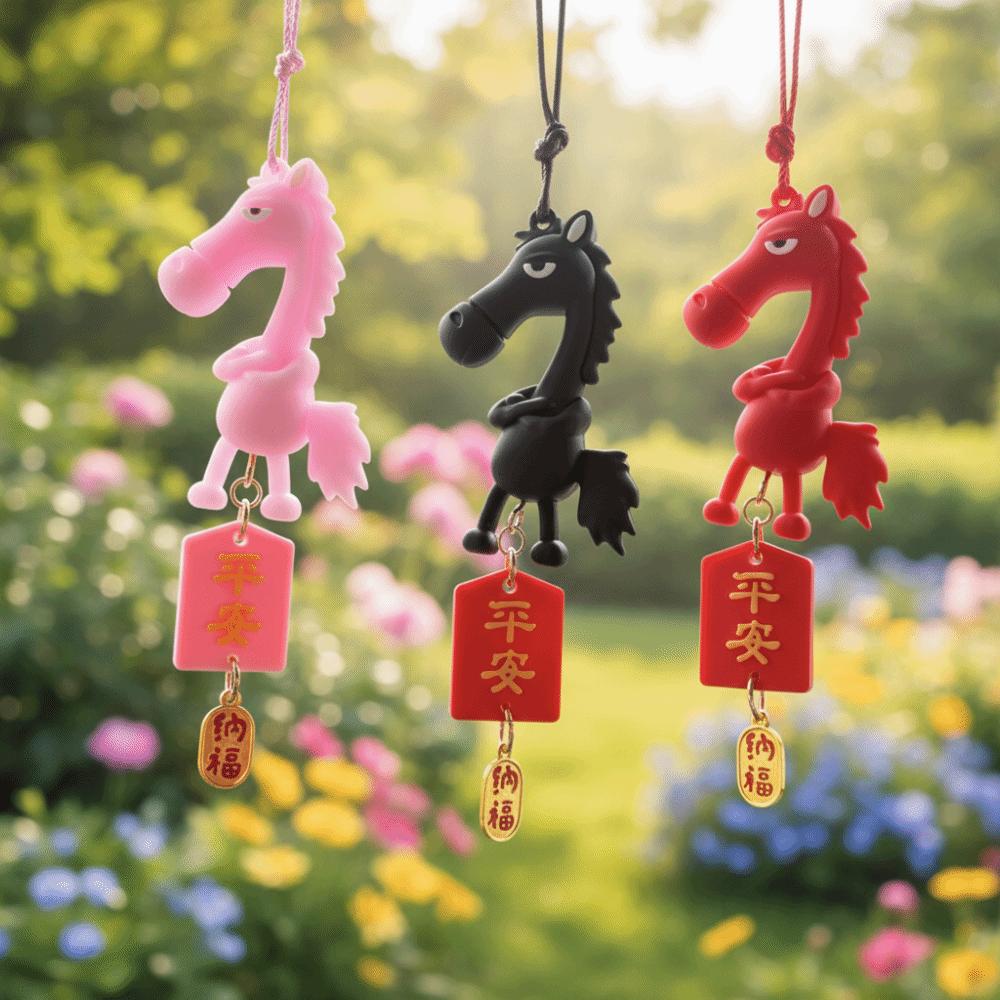 Traditional Spring Festival Car Hanging Pendant Zodiac Pony Figurine Car Ornament New Year Gift