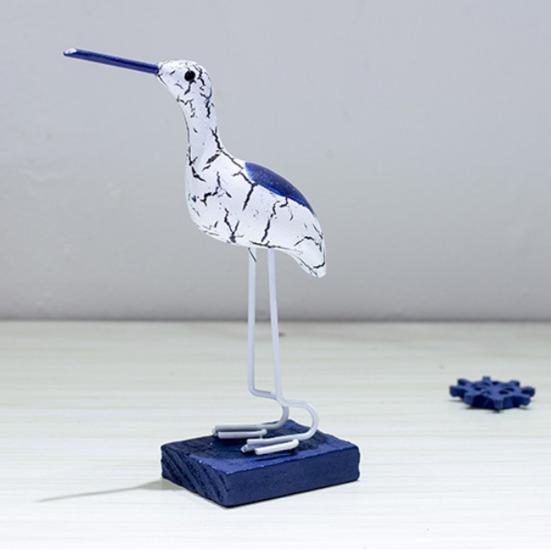 Деревянная фигурка морской птицы, украшение, настольный декор со стабильной основой, ретро, состаренная, сине-белая, прибрежный стиль, для спальни, гостиной, кабинета, подарок, дом