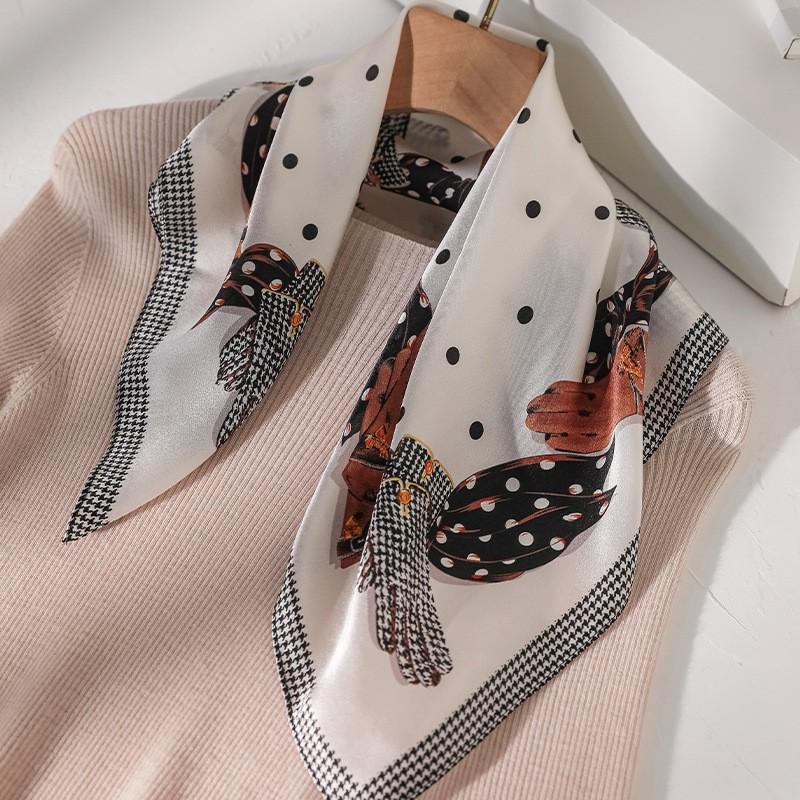 100% Pure Mulberry Silk Square Scarf Women Lightweight Printed Neck Wrap Chic Office Casual Wear