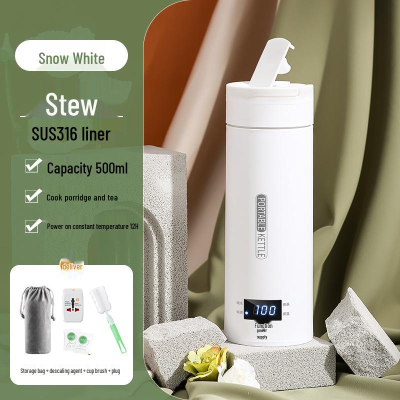 Портативный мини умный электрочайник и термокружка с USB-зарядкой для путешествий.