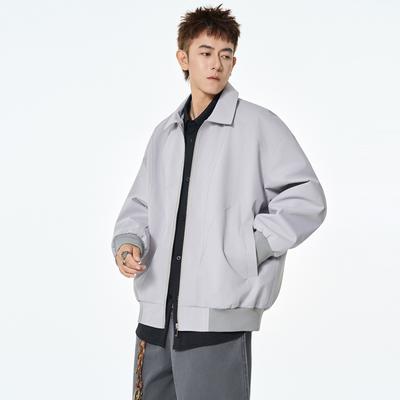 Пальто Мужской пиджак с лацканами Осень и Зима Высокая улица Красавчик Джокер Однотонный Свободный Повседневный.