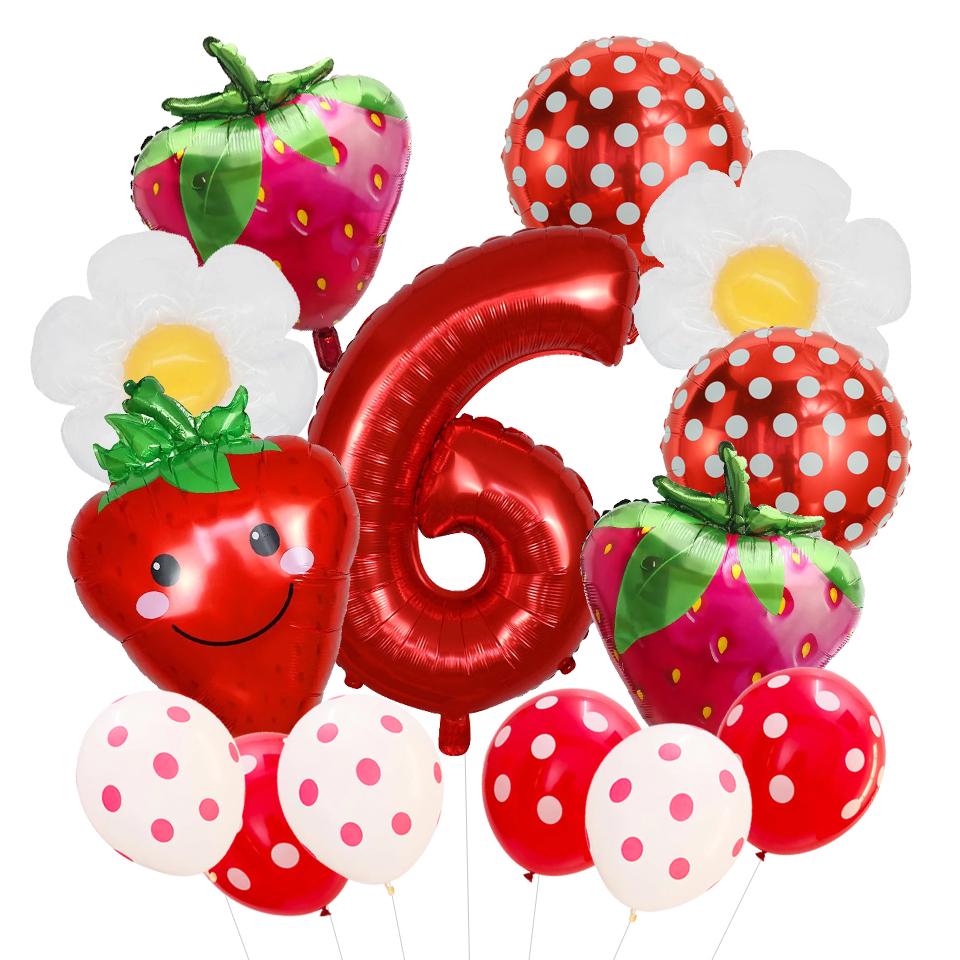 14Pcs Strawberry Fruit Balloons Fruit Themed Balloons Strawberry Latex Balloons Party Fruit Strawberry Theme Summer Party Decor