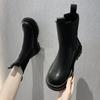 Модные новые роскошные ботинки челси женские ботильоны модные зимние туфли короткие ботинки на платформе женские брендовые ботинки на толстом каблуке черные