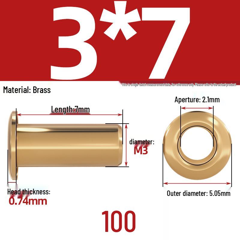 Pure Brass Hollow Rivets & Copper Eyelets Fasteners M1.3–M5