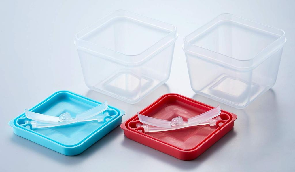 Asahi Denki Kasei Smile Kids Storage Containers with Lids of Mint 175ml In Tongs-shaped (Set 2) Blue/Salmon Pink, (Made Japan) ATN-0102