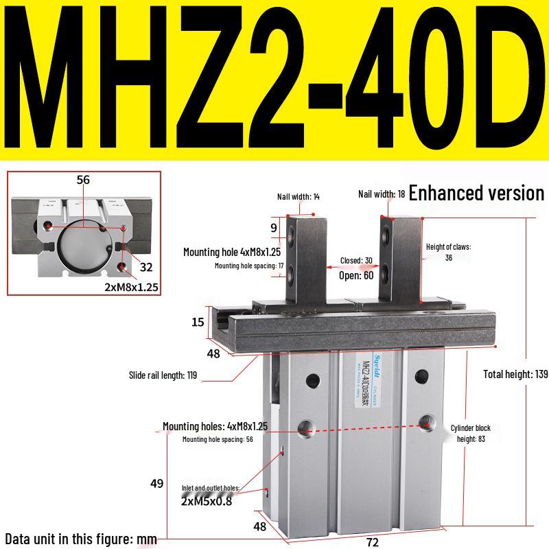 MHZL2 Pneumatic Finger Cylinder Parallel Manipulator Gripper MHZ2/HFZ Series