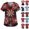 Women's Fashion V-Neck Short Sleeve Workwear With Pocket Christmas Printed Top