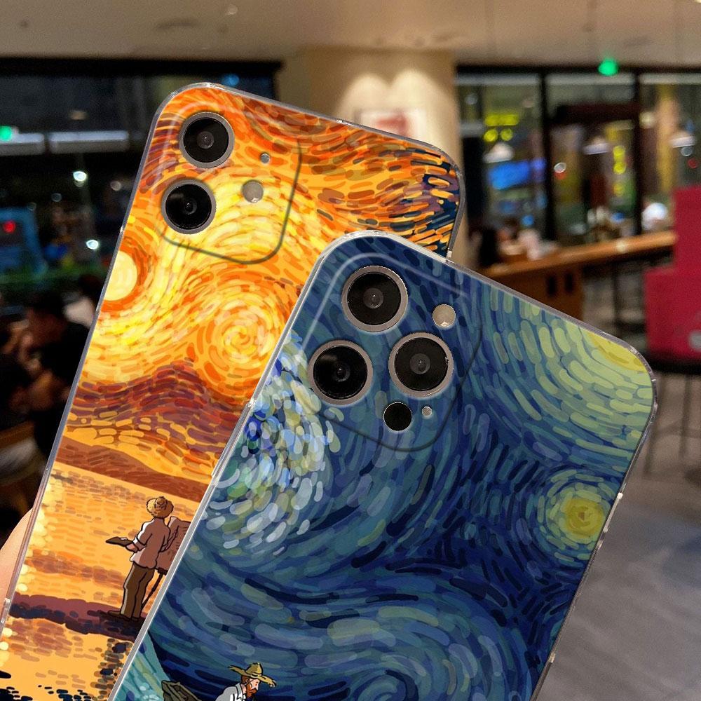 Van Gogh Starry Night Creative Print Phone Case for iPhone 17 16 15 14 13 12 11 Series Pro Max Plus Double Layer Protection