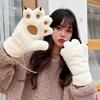 Fluffy Warm Gloves Flush Cat Paw Gloves Hanging Neck Mittens Bear Paw Gloves Female Winter Gloves