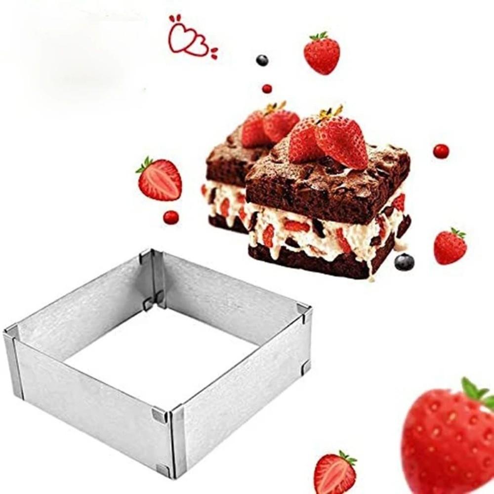 Square Adjustable Cake Mold DIY Non-stick Stainless Steel Baking Mould Stretchable Rust-proof Dessert Baking Mould Pastry