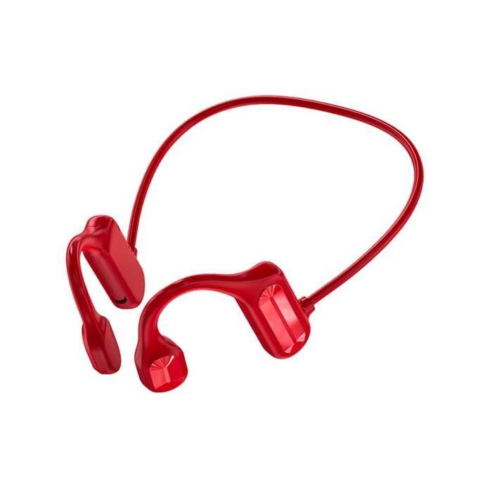 Casque Audio à Conduction Osseuse - AVIZAR - Malibu - Bluetooth 5.2 - Rouge - Résistant à la transpiration