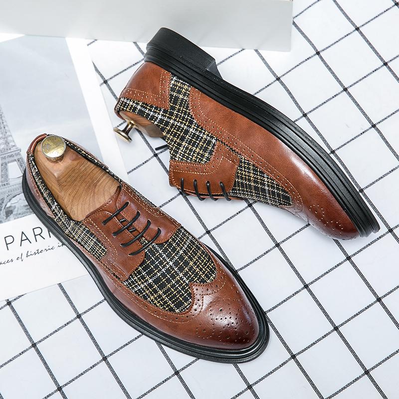 Модные роскошные брендовые кожаные туфли мужские повседневные туфли на шнуровке высокого качества на низком каблуке и платформе классические повседневные туфли-оксфорды с резьбой по быку