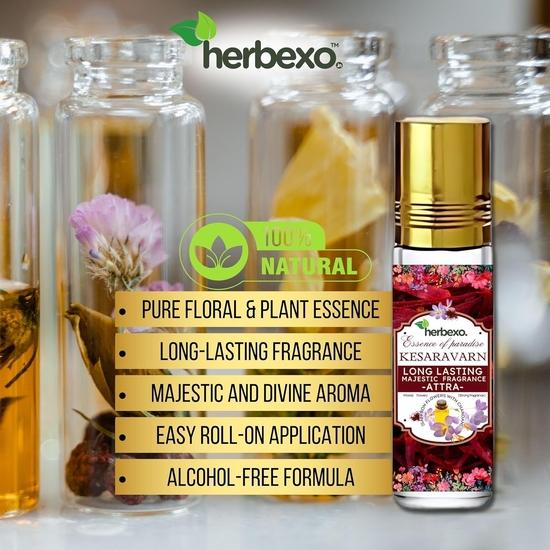 Herbexo Pure Kesar Attar - Парфюмированное масло | Длительные величественные ароматы | Натуральный шафран (Кесар) Эссенция | Роскошный и божественный аромат