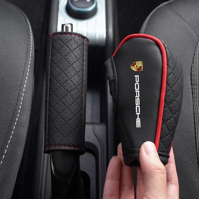 Кожаная накладка на ручку переключения передач автомобиля, защитный чехол на ручник для Porsche 911 Cayenne Carrera-GT 928 Panamera Boxster Macan 918