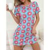 Женская летняя ночная рубашка с принтом по всей поверхности в горошек, с круглым вырезом и коротким рукавом, мини-платье, повседневная ночная рубашка, удобная и мягкая
