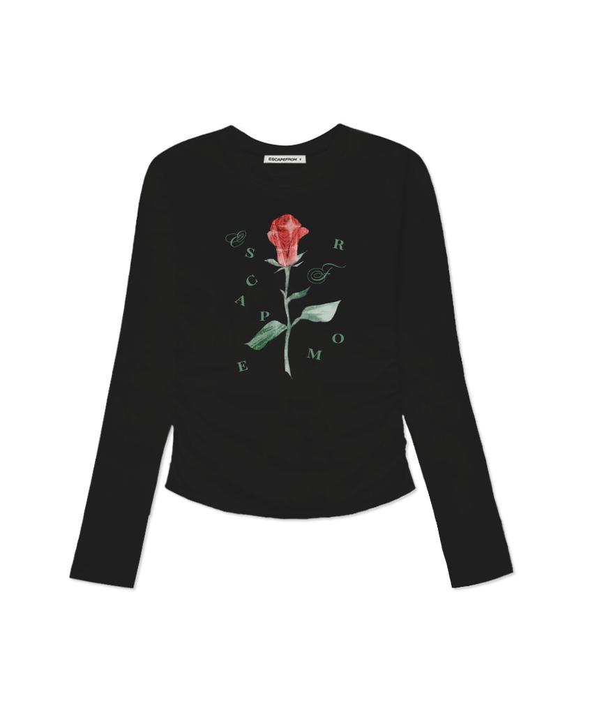 ESCAPEFROM Only One Rose Print Slim Fit Shirred Long Sleeve [4 Colors]