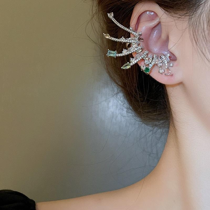 Планета Капля Воды Квадрат Любовь Циркон Клипса для Кости Уха Мода Продвинутый Дизайн Клипса для Уха Французская Ниша Универсальные Серьги