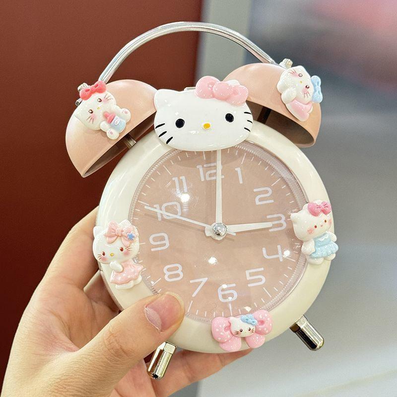 Children's handmade DIY patch alarm clock, retro double bell bell design, silent pointer desktop student clock