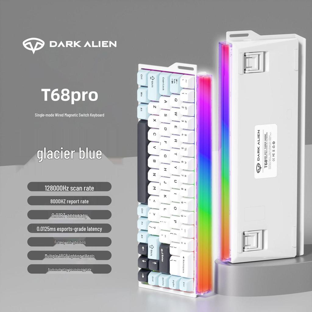 Магнитная механическая игровая клавиатура T68PRO с RGB, регулируемым срабатыванием, низкой задержкой, боковой гравировкой.