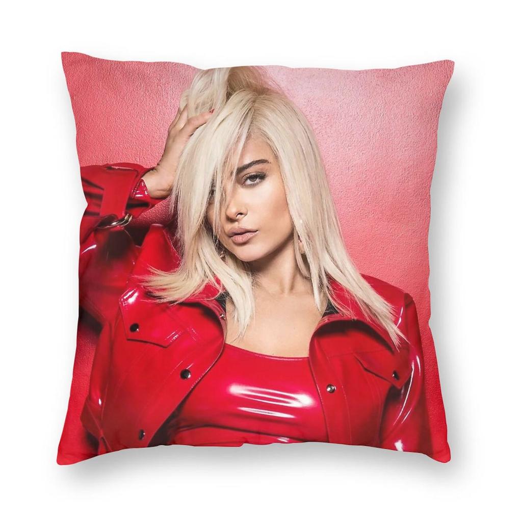 Bebe Rexha Red Leather Jacket Square Pillowcase Polyester Linen Velvet Creative Zip Decorative Throw Pillow Case Home Cover