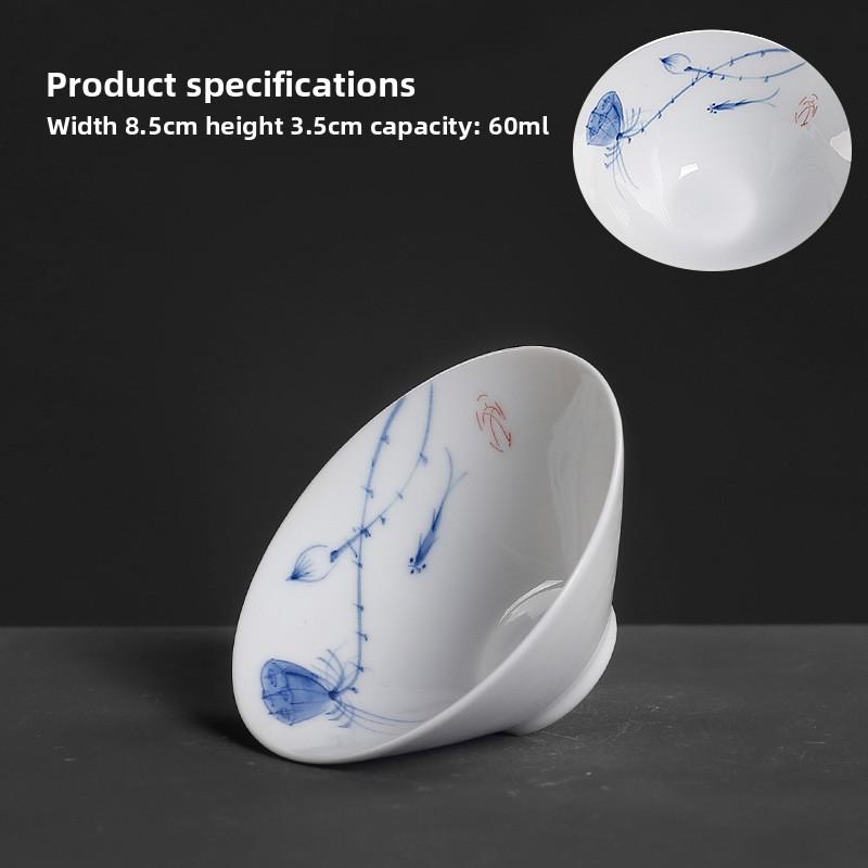 Сине-белый расписанный вручную тонкий шинный стакан для шляпы керамический чайный сервиз Кунг-фу маленькая чайная чашка одинарная чайная чашка чайная чашка большая мастер-чашка