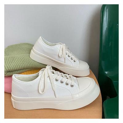 Модные дышащие парусиновые туфли на толстой подошве для женщин 2024 года, летние новые универсальные уродливые милые повседневные белые туфли Zapatos De Mujer, большой размер 44