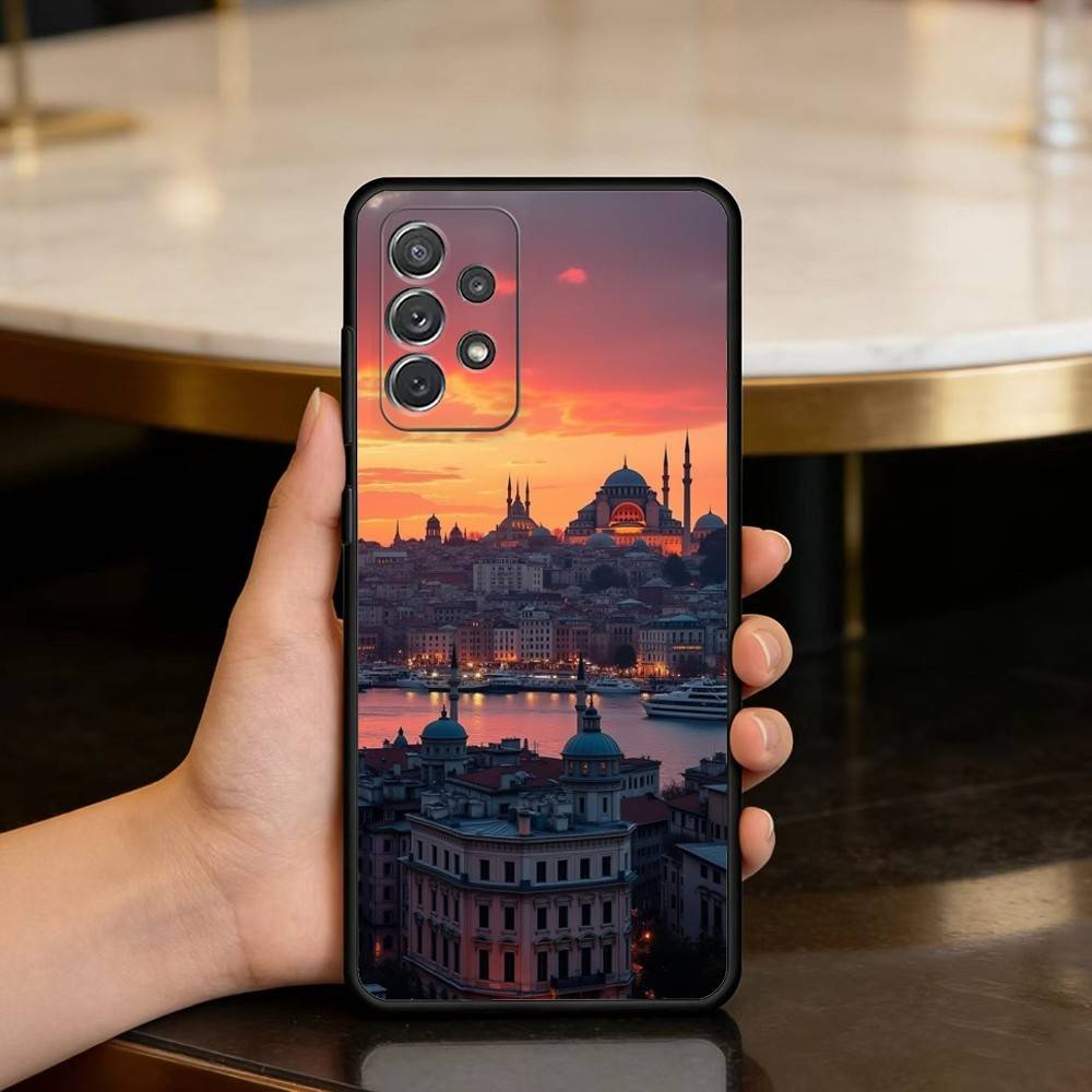 Turkey I-Istanbul S-Scenery Soft Silicone Black Cover Phone Case For Samsung Galaxy A73,A72,A71,A70,A53,A52,A51