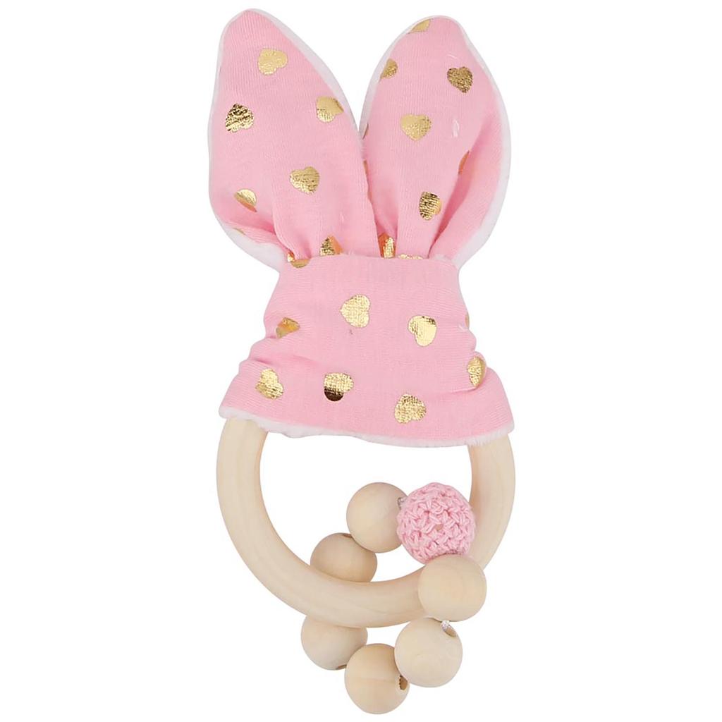 Wooden Handmade Colorful Beads with Rabbit Ear \'s Shape Hanging Decor for Baby