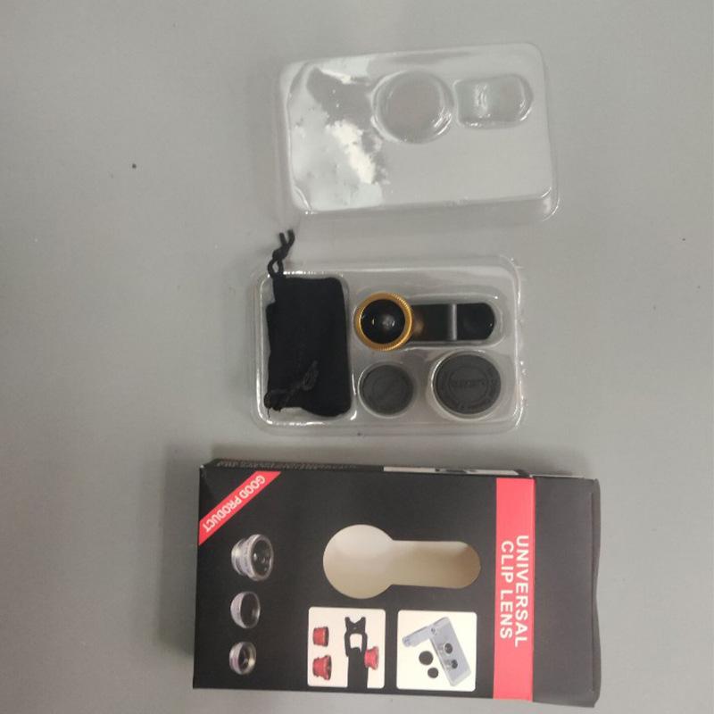 Lens Cover Universal 3 In 1 Clip-On Fishing Eye+Macro+Wide Angle Mobile Phone Lens Camera Kit