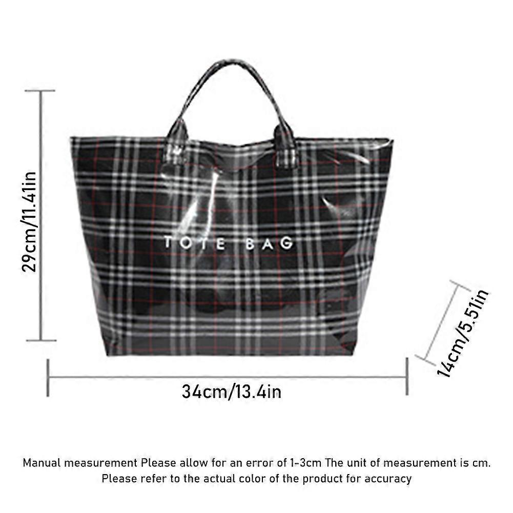 Large Capacity Plaid Tote Bag Reusable Waterproof Grocery Shopping Bag Foldable Travel Storage Tote for Women