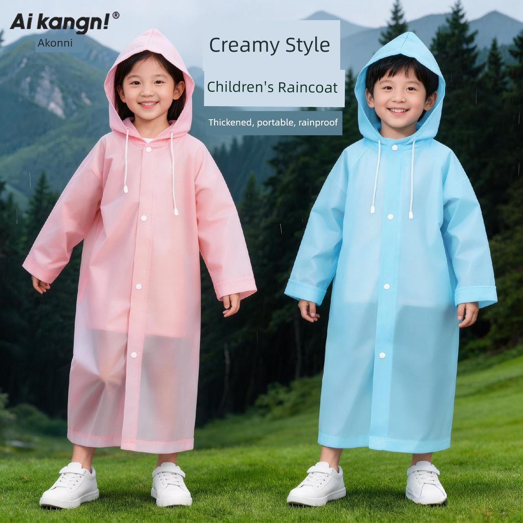 Disposable Children's Raincoat for School Use, Morandi Color, Travel Portable, Thickened, Rainstorm-Proof Poncho That Can Be Carried as a Backpack