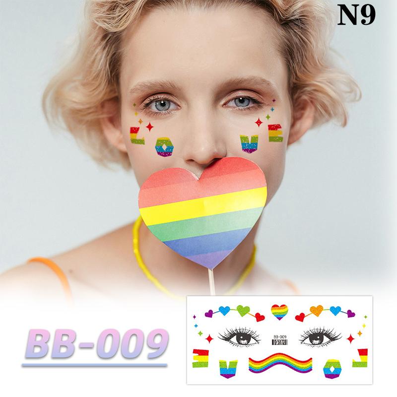 Радужная наклейка на лицо, водонепроницаемая временная татуировка, красочный узор, луна, звезда, боди-арт, рука, поддельные татуировки для женщин и мужчин