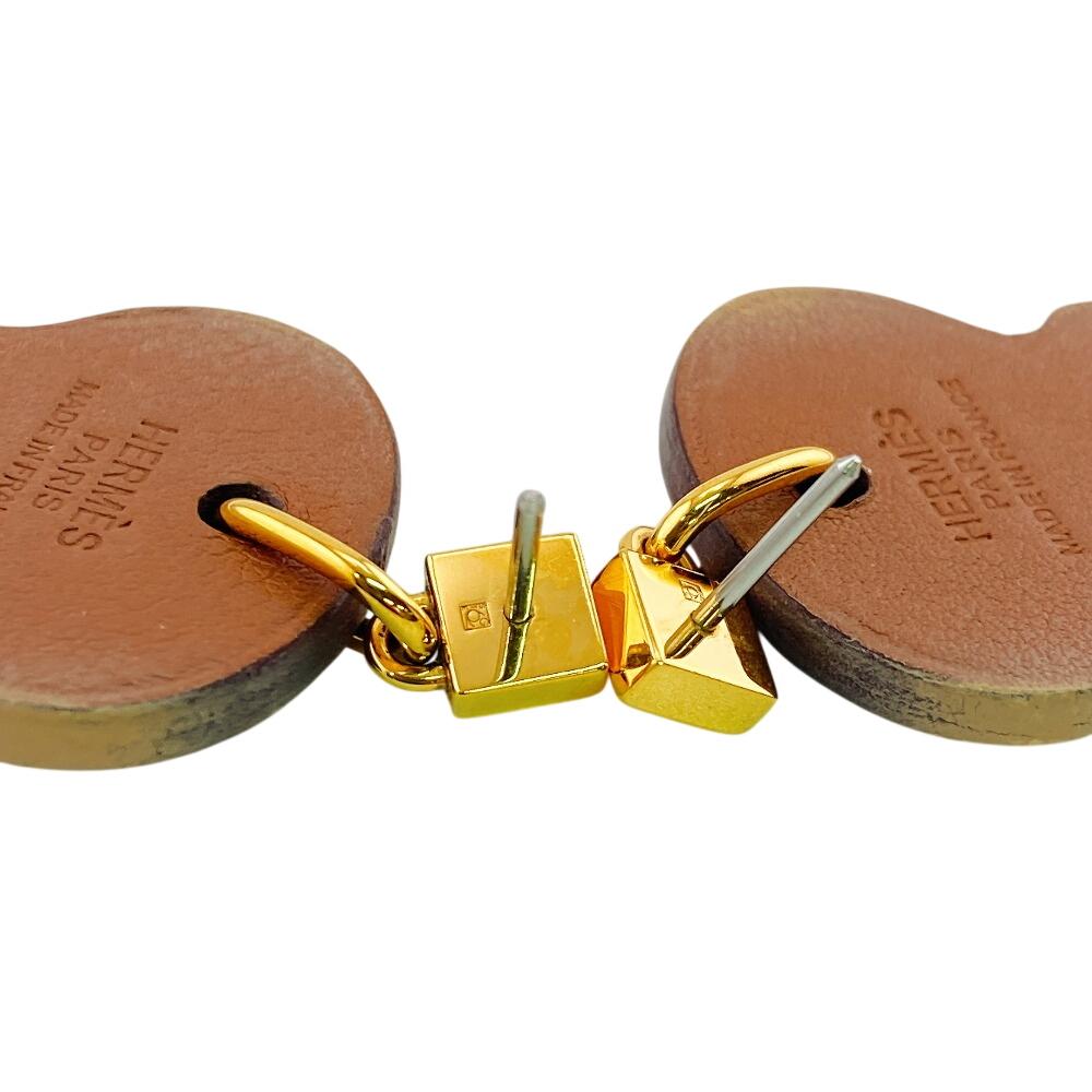 HERMES leather H Curiosité Pierce Brown leather Used
