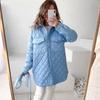 Vintage Women Argyle Long Sleeve Single Breasted Lapel Collar Slim Parkas Jacket Autumn Winter Warm Trench Outwear