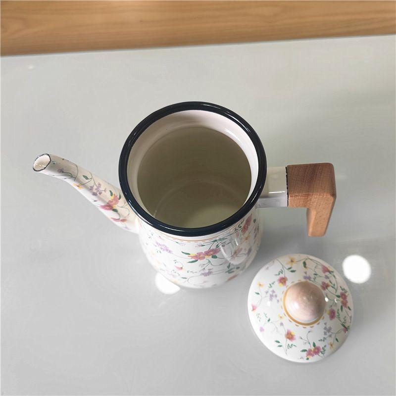 Винтажный эмалированный кофейник и чайник для индукционной плиты, подходит для использования в отеле и дома