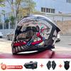 Full Face Motorcycle Helmet With Bluetooth Intercom Men Women Riders ABS Material Dual Visor Winter Use