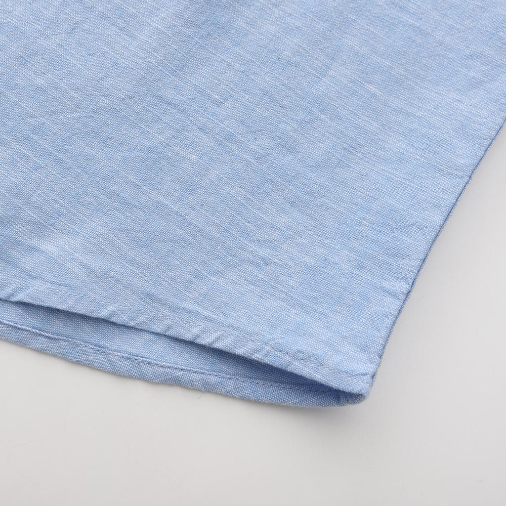 Мужская приталенная повседневная рубашка с длинным рукавом - Дышащая мягкая смесь хлопка и льна для весны/лета, воротник на пуговицах с левым нагрудным карманом