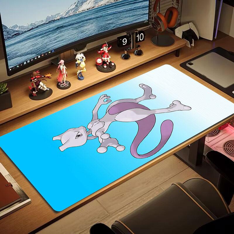 Mew Pokemon Mouse Pad, Large Gaming Desk Mat, Non-slip XXL Mousepad for Laptop & Tablet, Mini PC Playmat with Stitched Edges